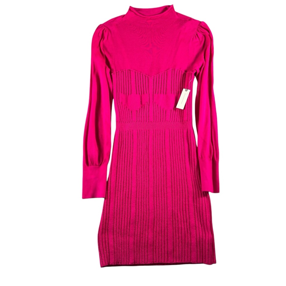 by Anthropologie NWT Hot Pink Turtleneck Long Sleeve Sweater Dress Size Large